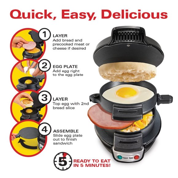 Hamilton Beach 5 Minute Breakfast Sandwich Maker Valentine Gift Birthday Mom Dad - Picture 2 of 8